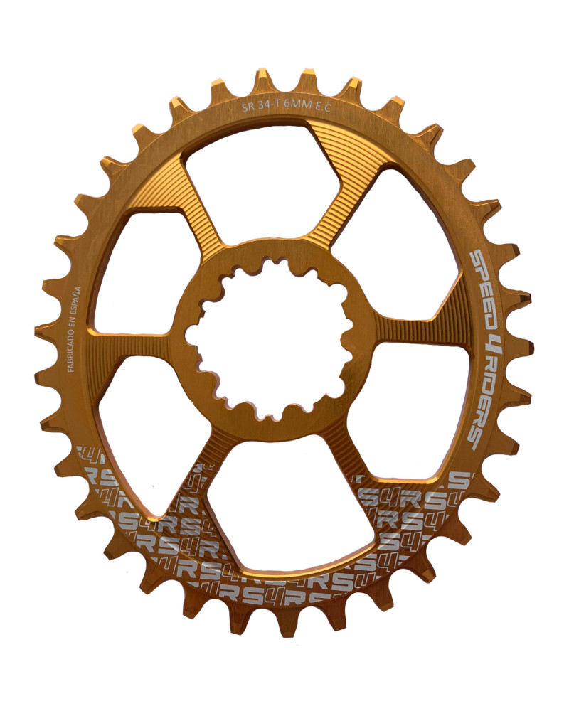 S4R (Speed 4 Riders) Plato Ovalado 34 D SRAM Offset 6 mm. Boost Dorado